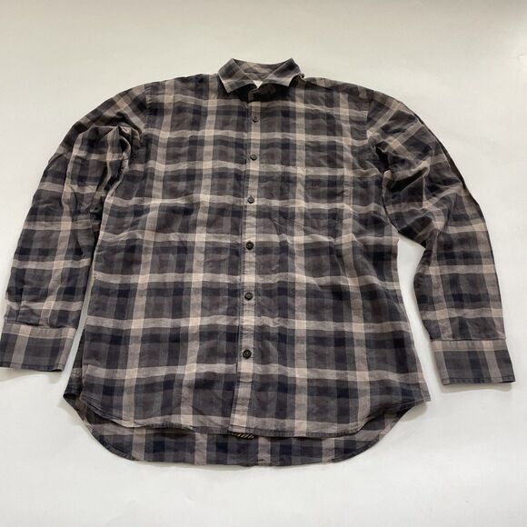 Billy Reid Shirt Button Front Men’s Size Small‎ Checkered Standard Cut TURKEY - Picture 1 of 8